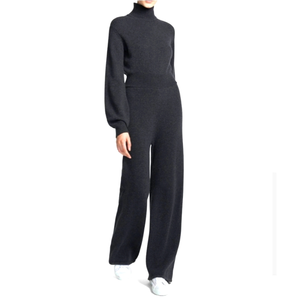 Theory Grey Turtleneck Jumpsuit in Wool-Cashmere